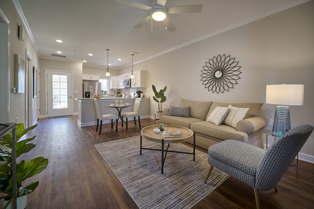 Features include walk-in closets, accessible bathing and side-by-side washers and dryers.